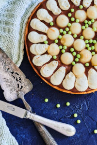 tarte au chocolat, caramel et poire